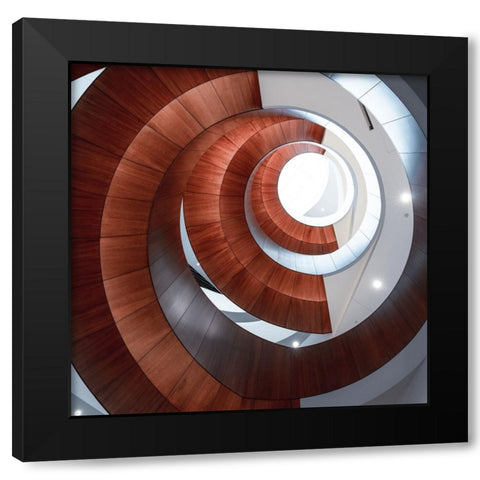 Spiral Black Modern Wood Framed Art Print with Double Matting by He, Ziwen