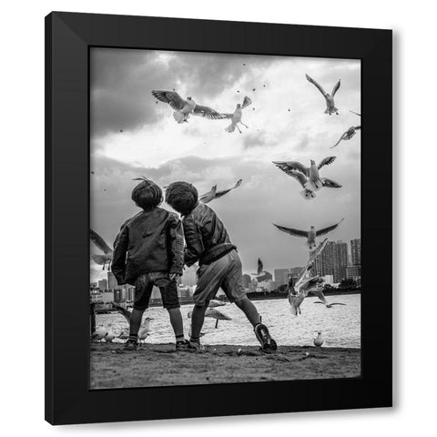 Tokyo Bay Area Black Modern Wood Framed Art Print with Double Matting by Sirou.Minami