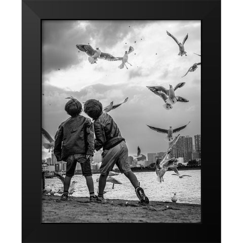 Tokyo Bay Area Black Modern Wood Framed Art Print by Sirou.Minami