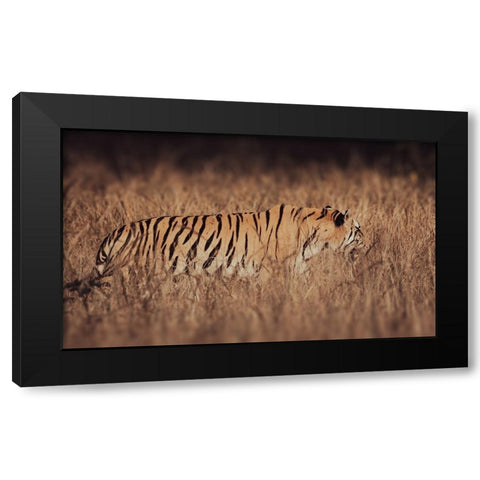 Artistic Tiger Camouflage Black Modern Wood Framed Art Print by Sharma, Abhinav