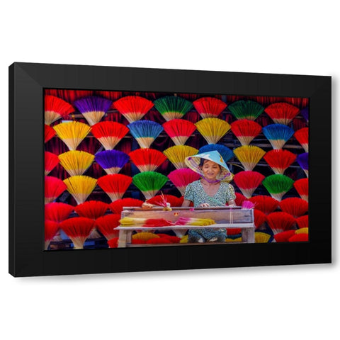 Making Incense Black Modern Wood Framed Art Print by Tan Tuan, Nguyen