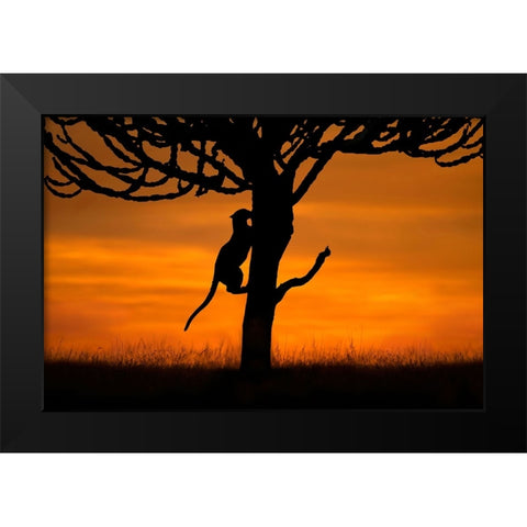 Back home Black Modern Wood Framed Art Print by Ortega, Xavier