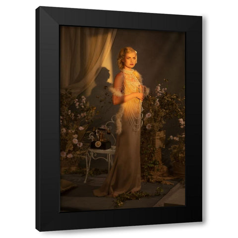 Waiting Black Modern Wood Framed Art Print with Double Matting by Durisova, Michaela