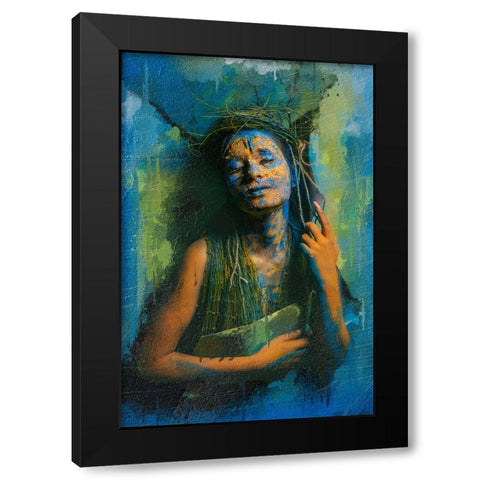 Mother Earth Black Modern Wood Framed Art Print with Double Matting by Das, Prithul