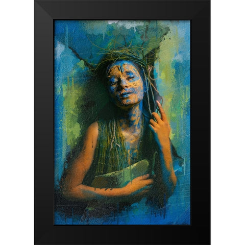 Mother Earth Black Modern Wood Framed Art Print by Das, Prithul