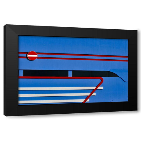 No Entry Black Modern Wood Framed Art Print by Alsharif, Yahia