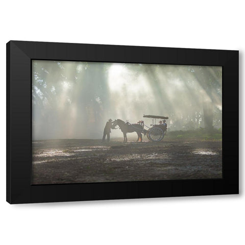 Raw Of Light Black Modern Wood Framed Art Print with Double Matting by Achmad, Indra