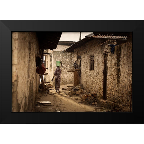 Woman Black Modern Wood Framed Art Print by Mirica, Dan