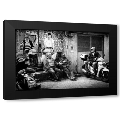 Old Conversations Black Modern Wood Framed Art Print by Kaprano, Normunds