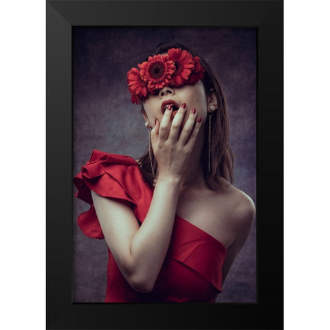 Gerbera girl Black Modern Wood Framed Art Print by Sumimoto, Suguru