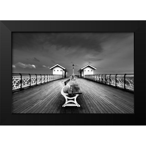 Penarth Pier Black Modern Wood Framed Art Print by Patrick, Boterman