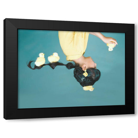 Chicks Black Modern Wood Framed Art Print with Double Matting by Ugachi, Takako