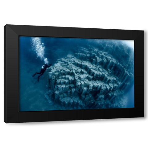 Columnar Joints Black Modern Wood Framed Art Print with Double Matting by Ichinoseki, Sayaka