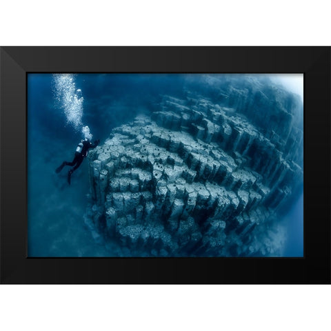 Columnar Joints Black Modern Wood Framed Art Print by Ichinoseki, Sayaka