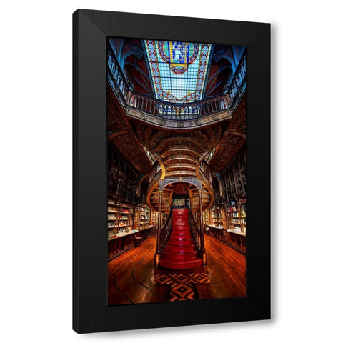 Magic Bookstore Black Modern Wood Framed Art Print by Del Puerto, Javier