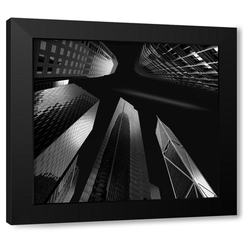 Skyscrapers Black Modern Wood Framed Art Print with Double Matting by Zeng, Jiahong