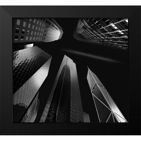 Skyscrapers Black Modern Wood Framed Art Print by Zeng, Jiahong