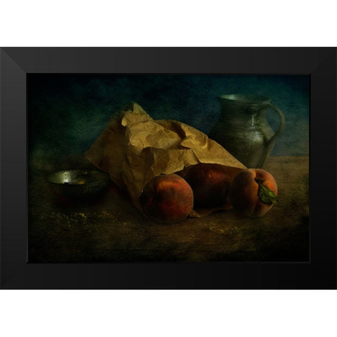 Peaches Black Modern Wood Framed Art Print by Sahin, Ramiz
