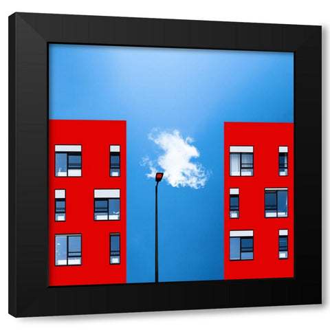 Blue and red Black Modern Wood Framed Art Print by Schuster, Inge