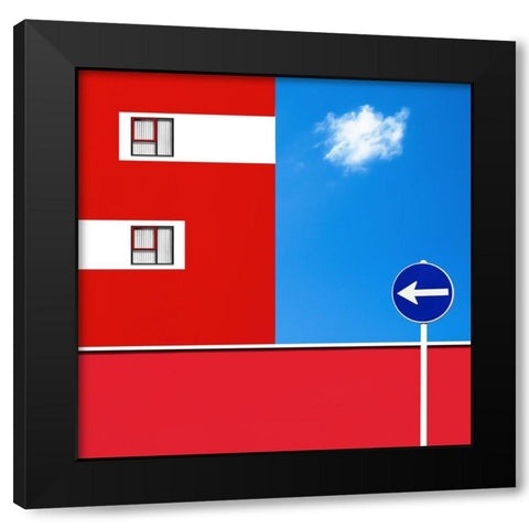 Blue and red Black Modern Wood Framed Art Print with Double Matting by Schuster, Inge