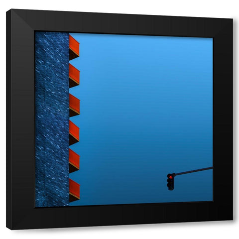 Red Balconies Black Modern Wood Framed Art Print with Double Matting by Schuster, Inge