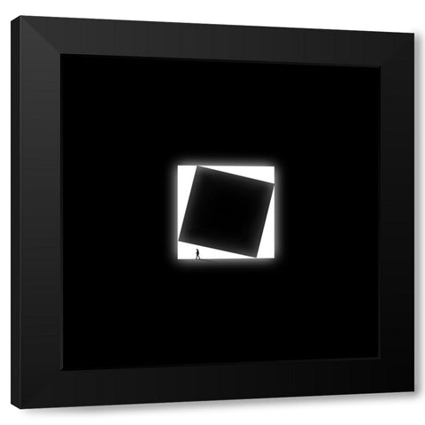 Cube Black Modern Wood Framed Art Print with Double Matting by Malijani, Hadi