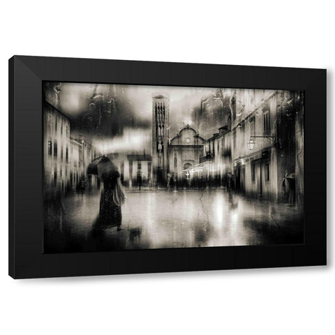 ...As We Walked The City Streets-You Never Said A Word... Black Modern Wood Framed Art Print by Gerber, Charlaine