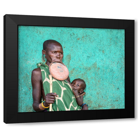 Mother And Child Black Modern Wood Framed Art Print with Double Matting by Wiener, Iris