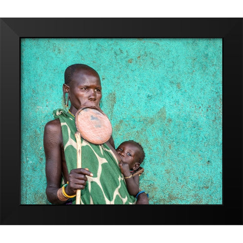 Mother And Child Black Modern Wood Framed Art Print by Wiener, Iris