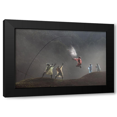 Pecah Balon Black Modern Wood Framed Art Print by Suhardjo, Lisdiyanto