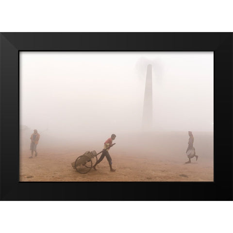 Winter Morning In Brickfield Black Modern Wood Framed Art Print by Chakraborty, Sudipta