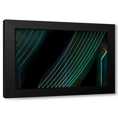 Green Lines Black Modern Wood Framed Art Print with Double Matting by Van Son, Greetje