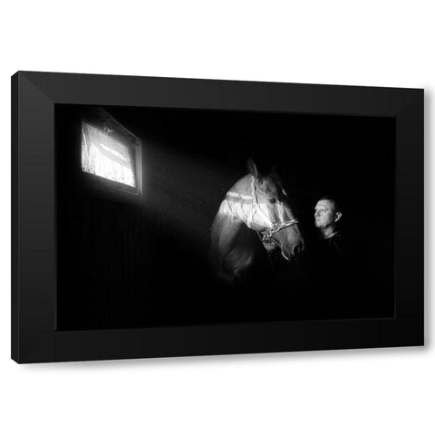 Mute Conversation Black Modern Wood Framed Art Print with Double Matting by Kazun, Andrii