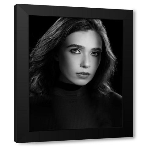 Sultry Black Modern Wood Framed Art Print with Double Matting by E Ong, S