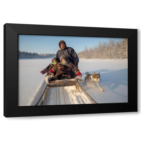 Family Trip Black Modern Wood Framed Art Print with Double Matting by Rebro, Marcel