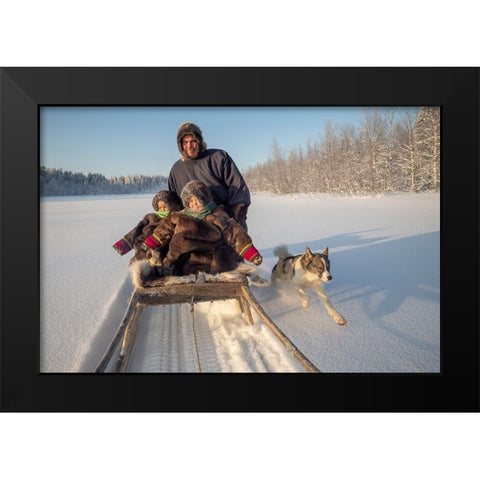 Family Trip Black Modern Wood Framed Art Print by Rebro, Marcel