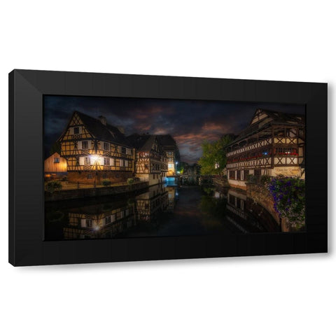 Le Petite France I Black Modern Wood Framed Art Print with Double Matting by Lopez, Bartolome