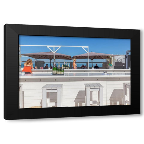 Beach Bar Black Modern Wood Framed Art Print by Verhoeven, Luc