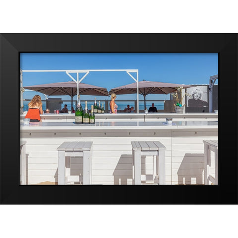 Beach Bar Black Modern Wood Framed Art Print by Verhoeven, Luc