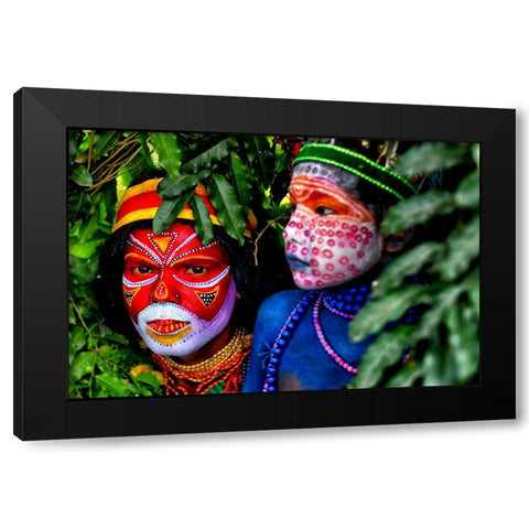 Colorful Tribes 2 Black Modern Wood Framed Art Print with Double Matting by Das, Avishek
