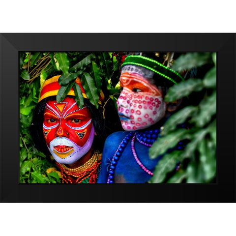 Colorful Tribes 2 Black Modern Wood Framed Art Print by Das, Avishek