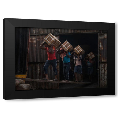 A Daily Life Story Black Modern Wood Framed Art Print by Ghosh, Tathagata