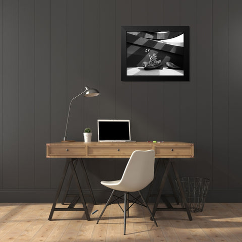 Jump In B/W Black Modern Wood Framed Art Print by Waldmann, Shlomo