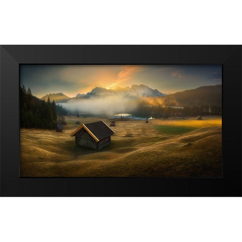 Bavarian morning... Black Modern Wood Framed Art Print by Browko, Krzysztof