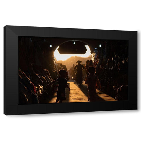 Play time Black Modern Wood Framed Art Print with Double Matting by Om, Amaya