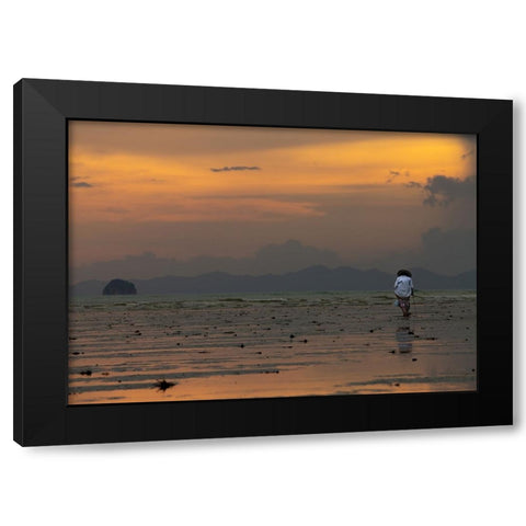 On Her Own Black Modern Wood Framed Art Print with Double Matting by Om, Amaya