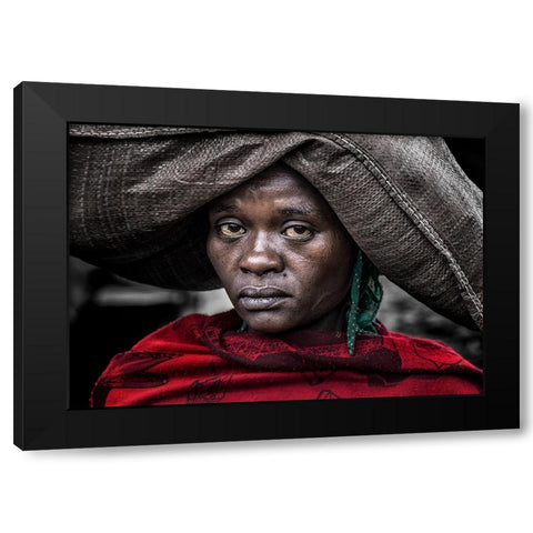 Ethiopian Woman Back Home. Black Modern Wood Framed Art Print by Inazio Kuesta, Joxe