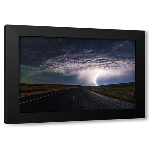 Lightning Dancing Black Modern Wood Framed Art Print with Double Matting by Ren, Chuanxu