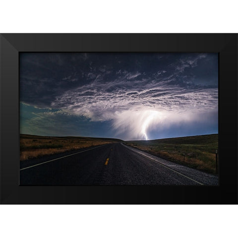 Lightning Dancing Black Modern Wood Framed Art Print by Ren, Chuanxu