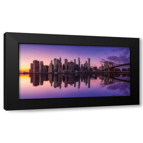 sunset reflections Black Modern Wood Framed Art Print with Double Matting by Garcia, Helena
